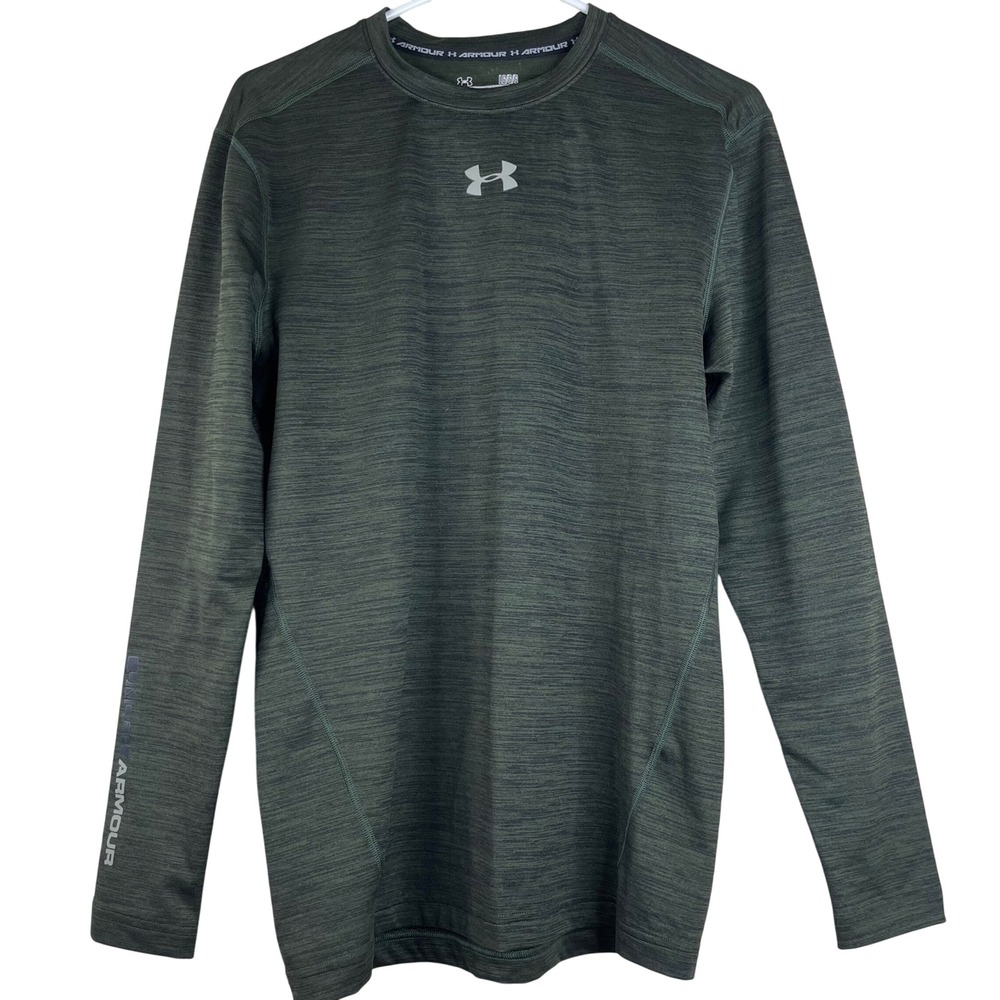 Under Armour ColdGear Compression Shirt Mens Large Green Space Dye Long Sleeve